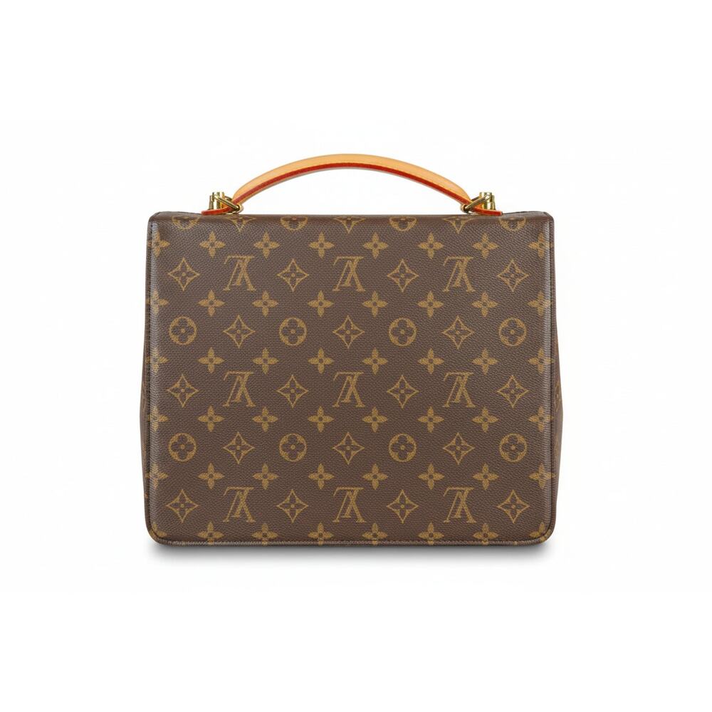 Louis Vuitton Monogram Monceau Top Handle Briefcase Bag Brown Vintage - Picture 2 of 5